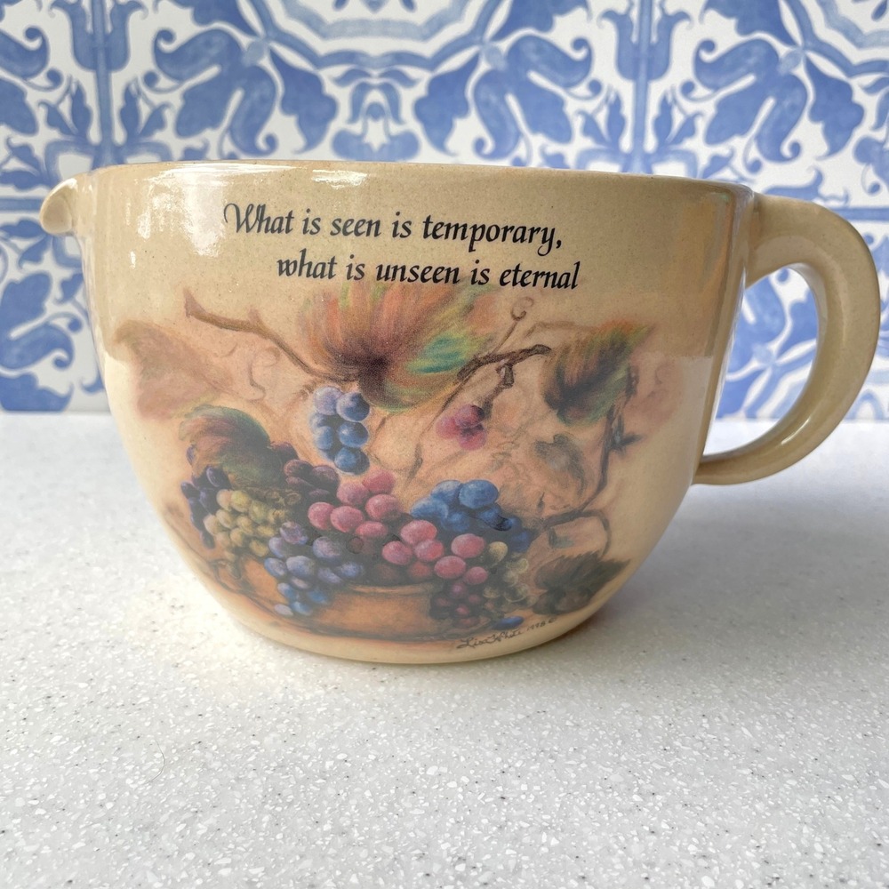 Yesteryears Marshall Texas Stoneware Batter Bowl Lisa White 1998 Grapes Quote